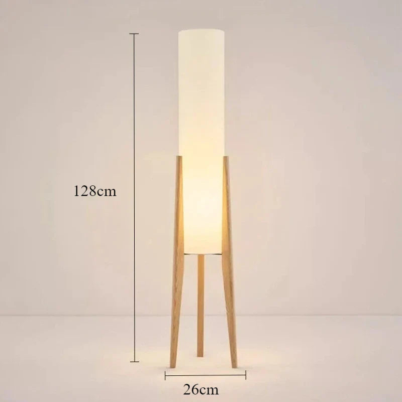 Lampa podłogowa na trójnogu z cylindrycznym kloszem LED