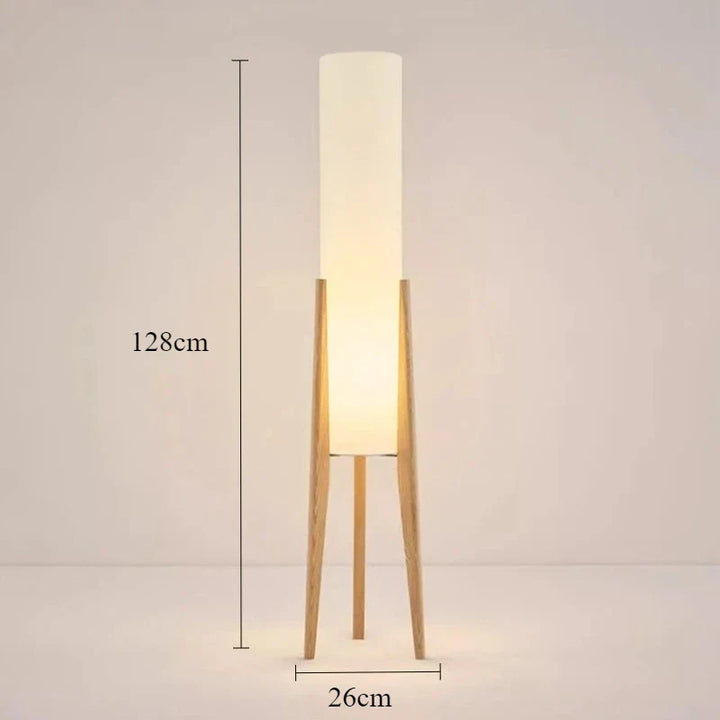 Lampa podłogowa na trójnogu z cylindrycznym kloszem LED