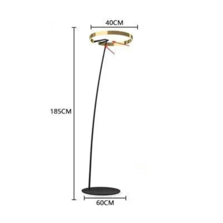 Lampa podłogowa łukowa LED z pierścieniem