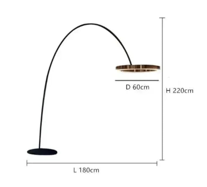 Lampa podłogowa łukowa LED z pierścieniem