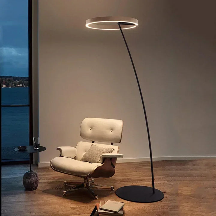 Lampa podłogowa łukowa LED z pierścieniem