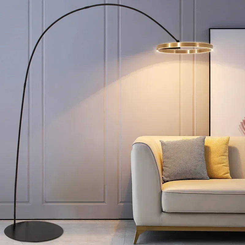 Lampa podłogowa łukowa LED z pierścieniem
