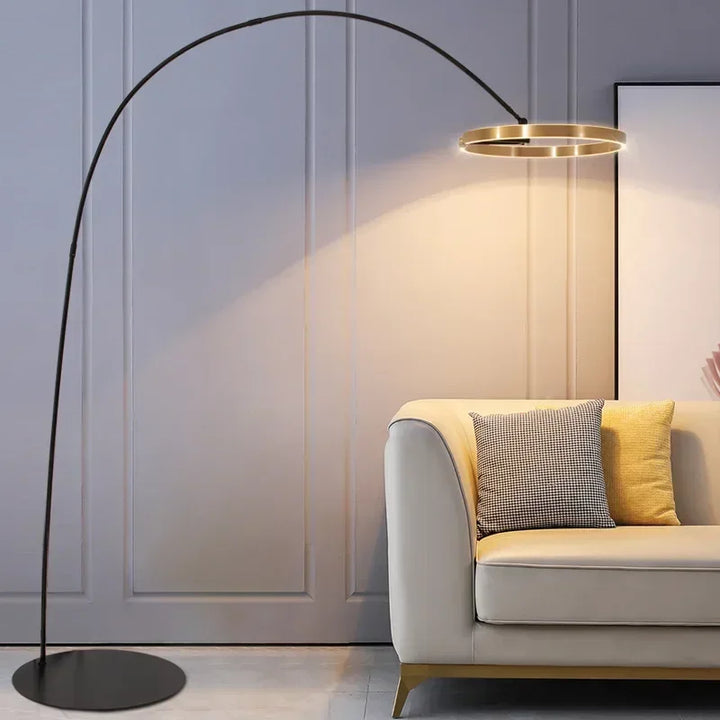 Lampa podłogowa łukowa LED z pierścieniem