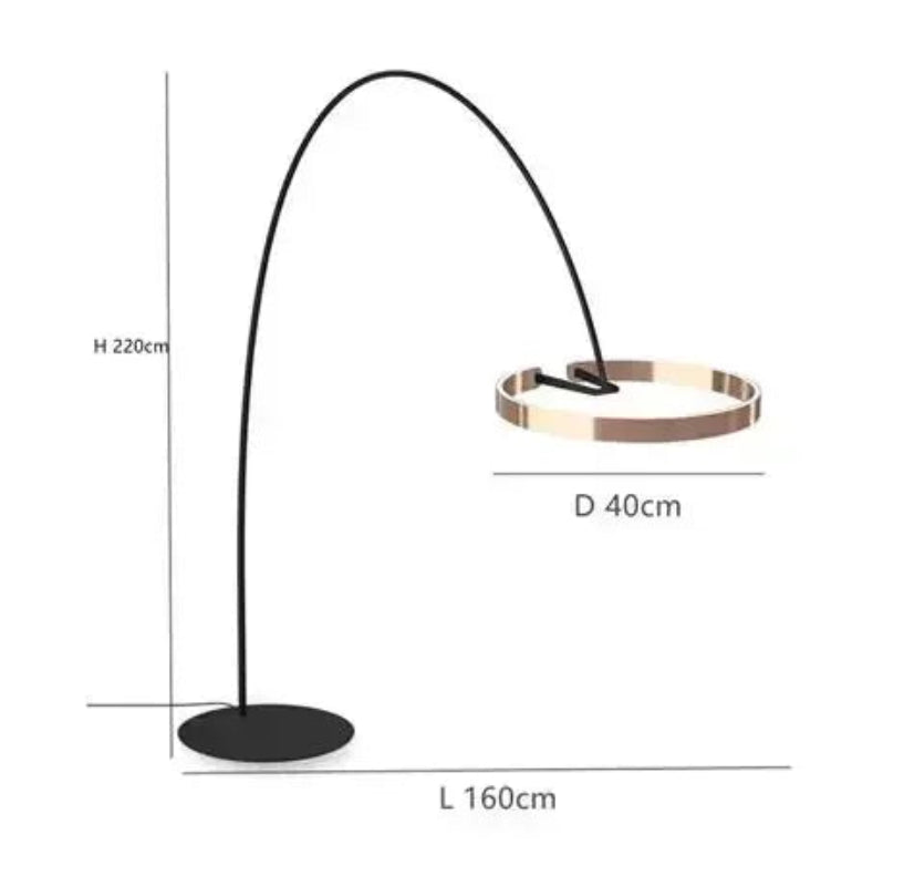 Lampa podłogowa łukowa LED z pierścieniem