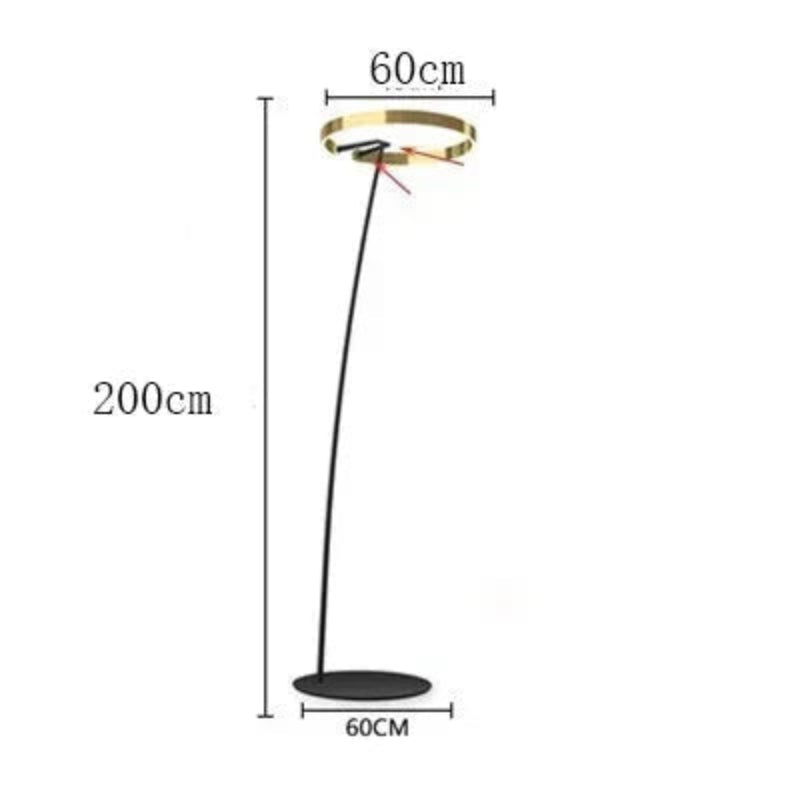 Lampa podłogowa łukowa LED z pierścieniem