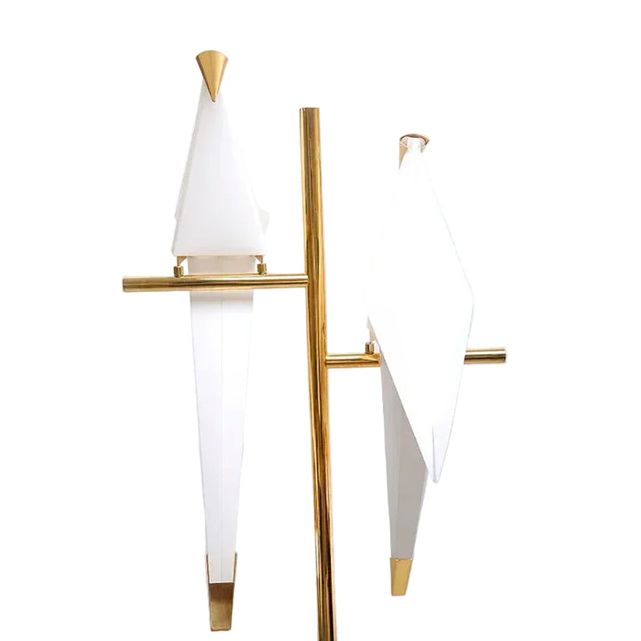 Lampa podłogowa w kształcie ptaka origami z geometrycznymi kloszami