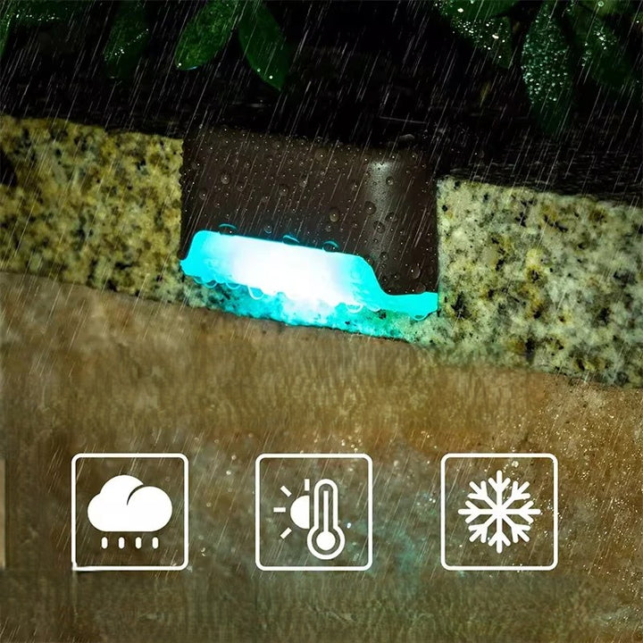Lampa solarna LED na schody i ogrodzenie zewnętrzna z akumulatorem i czujnikiem zmierzchu