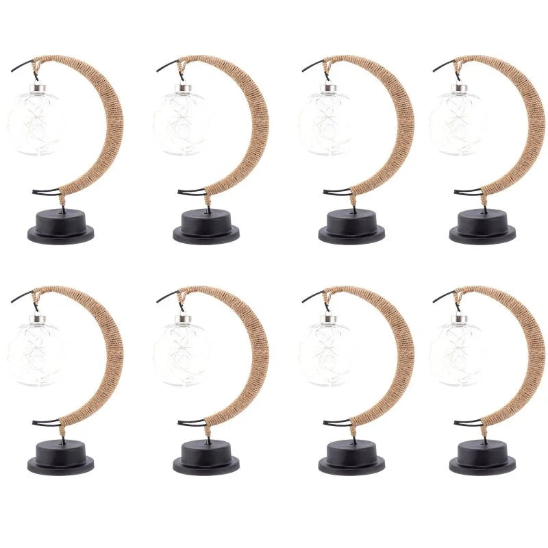 Lampa stołowa LED z podświetlaną kulą i ramką w kształcie półksiężyca