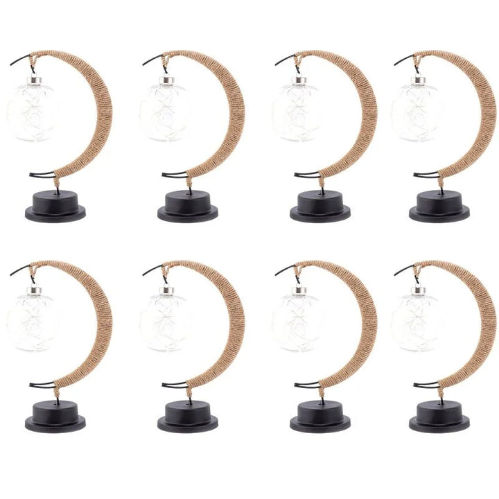 Lampa stołowa LED z podświetlaną kulą i ramką w kształcie półksiężyca