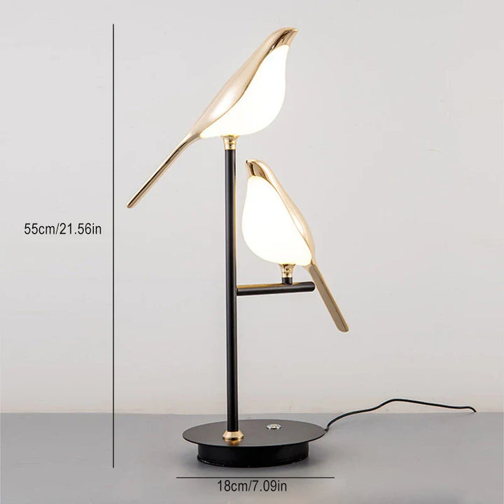Lampa stołowa LED z podświetlanymi figurkami ptaków