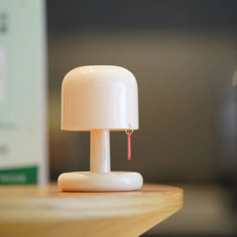 Lampa stołowa LED z zaokrąglonym kloszem bezprzewodowa, ładowana przez USB