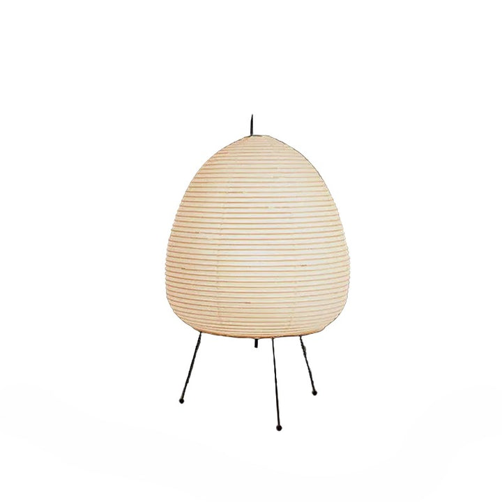 Lampa stołowa z papieru ryżowego w kształcie jajka na statywie