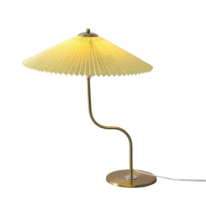 Lampa stołowa z plisowanym kloszem w kształcie parasola