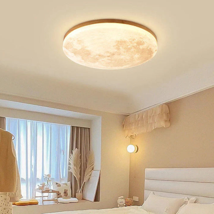 Lampa sufitowa LED Moon  okrągły żyrandol sufitowy z realistyczną fakturą powierzchni księżyca