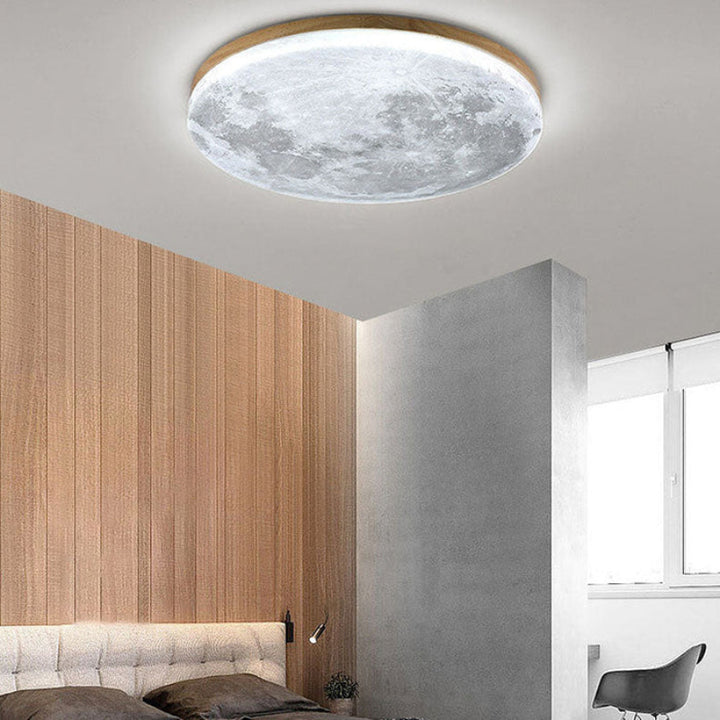 Lampa sufitowa LED Moon  okrągły żyrandol sufitowy z realistyczną fakturą powierzchni księżyca