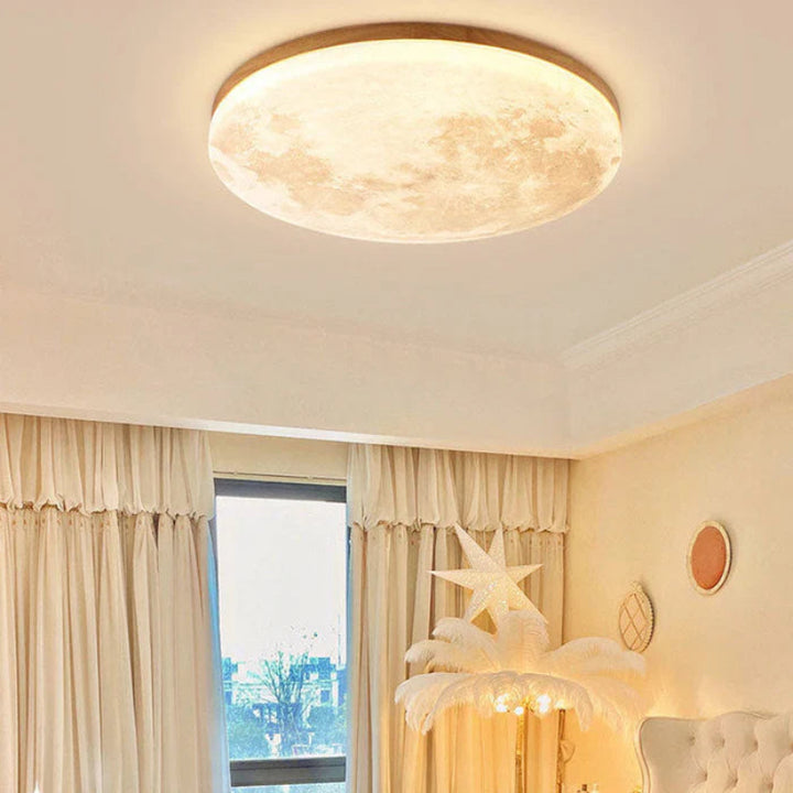 Lampa sufitowa LED Moon  okrągły żyrandol sufitowy z realistyczną fakturą powierzchni księżyca