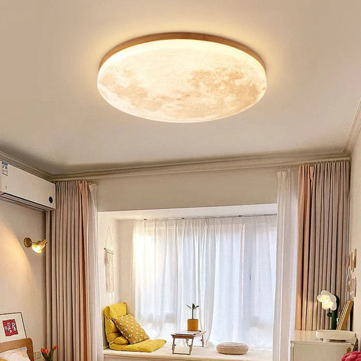 Lampa sufitowa LED Moon  okrągły żyrandol sufitowy z realistyczną fakturą powierzchni księżyca