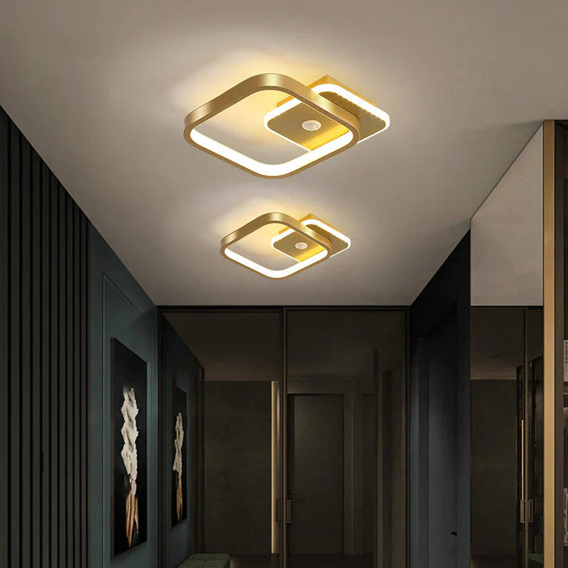 Lampa sufitowa LED wydłużona oprawa owalna i kwadratowa z podświetlanym konturem