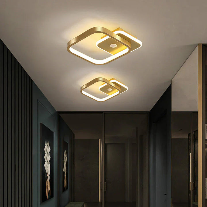 Lampa sufitowa LED wydłużona oprawa owalna i kwadratowa z podświetlanym konturem