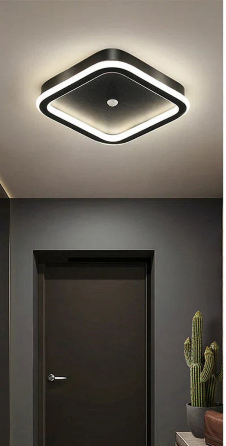 Lampa sufitowa LED wydłużona oprawa owalna i kwadratowa z podświetlanym konturem