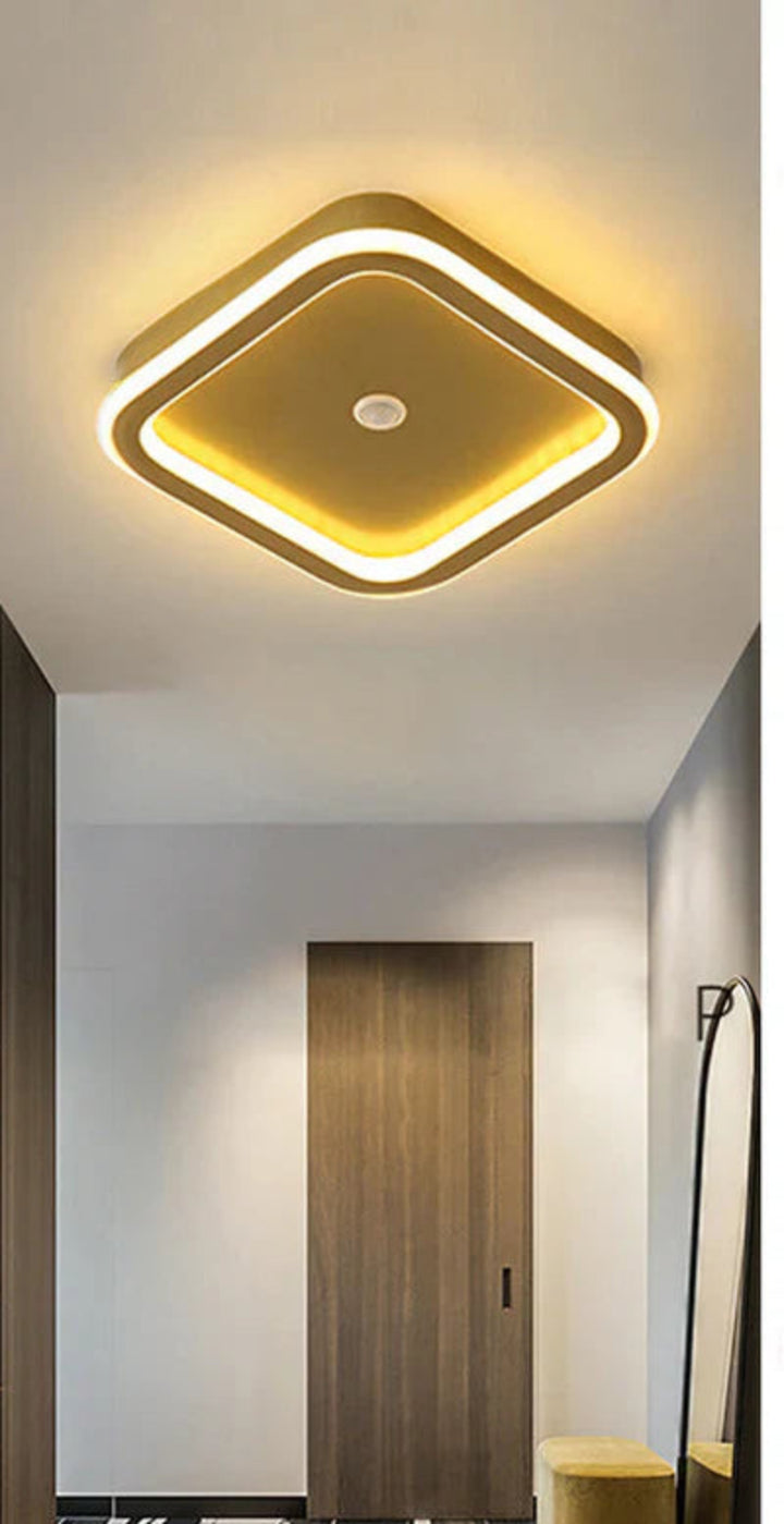 Lampa sufitowa LED wydłużona oprawa owalna i kwadratowa z podświetlanym konturem