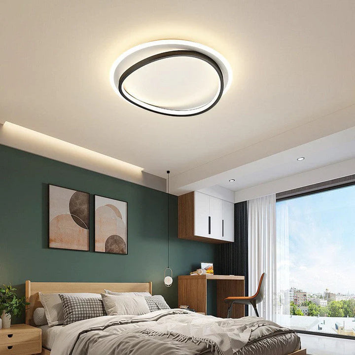 Lampa sufitowa LED z białą ramką i asymetryczną ramką wewnętrzną