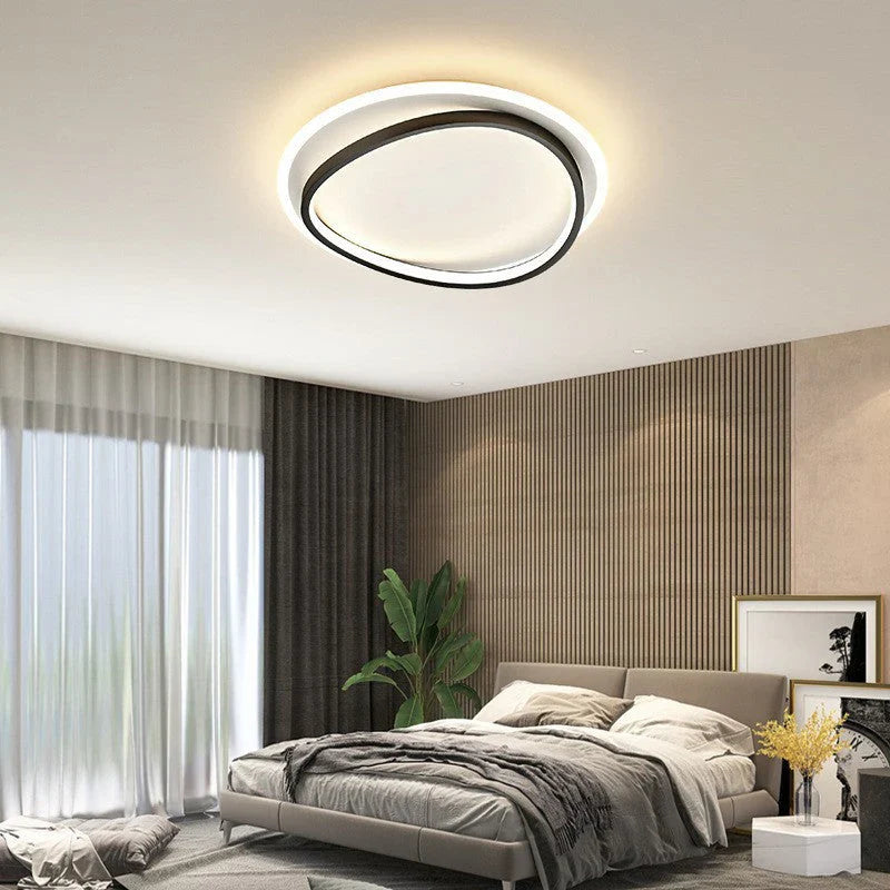 Lampa sufitowa LED z białą ramką i asymetryczną ramką wewnętrzną
