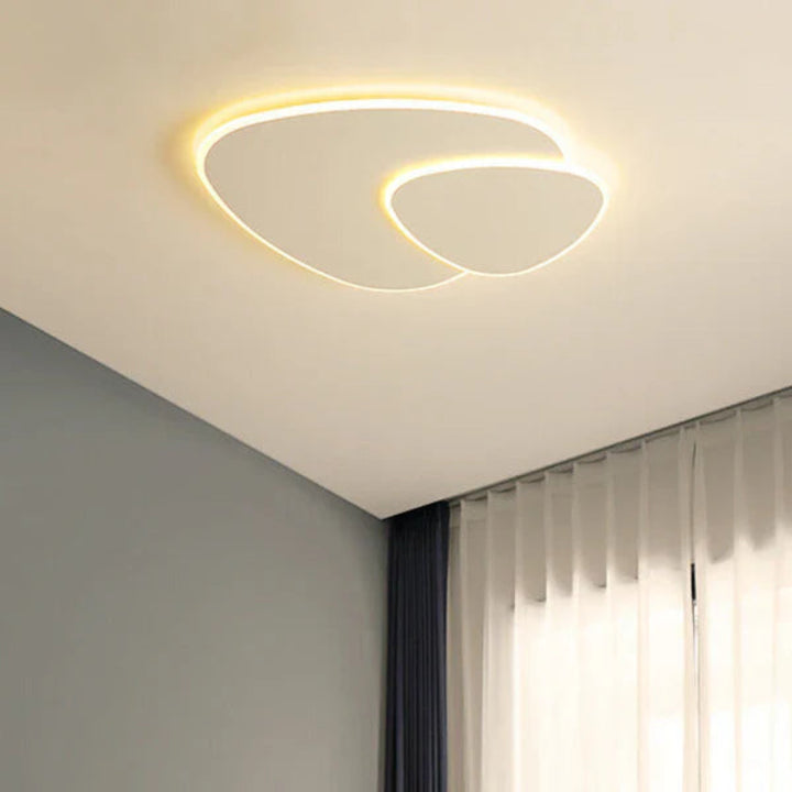 Lampa sufitowa LED z dwoma nakładającymi się panelami o podświetlanych konturach