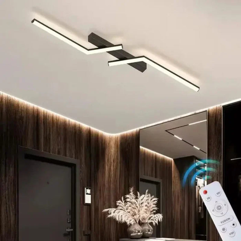 Lampa sufitowa LED z dwoma równoległymi paskami LED i pilotem