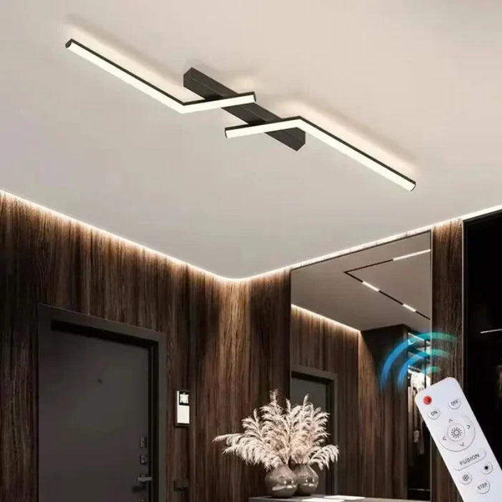 Lampa sufitowa LED z dwoma równoległymi paskami LED i pilotem