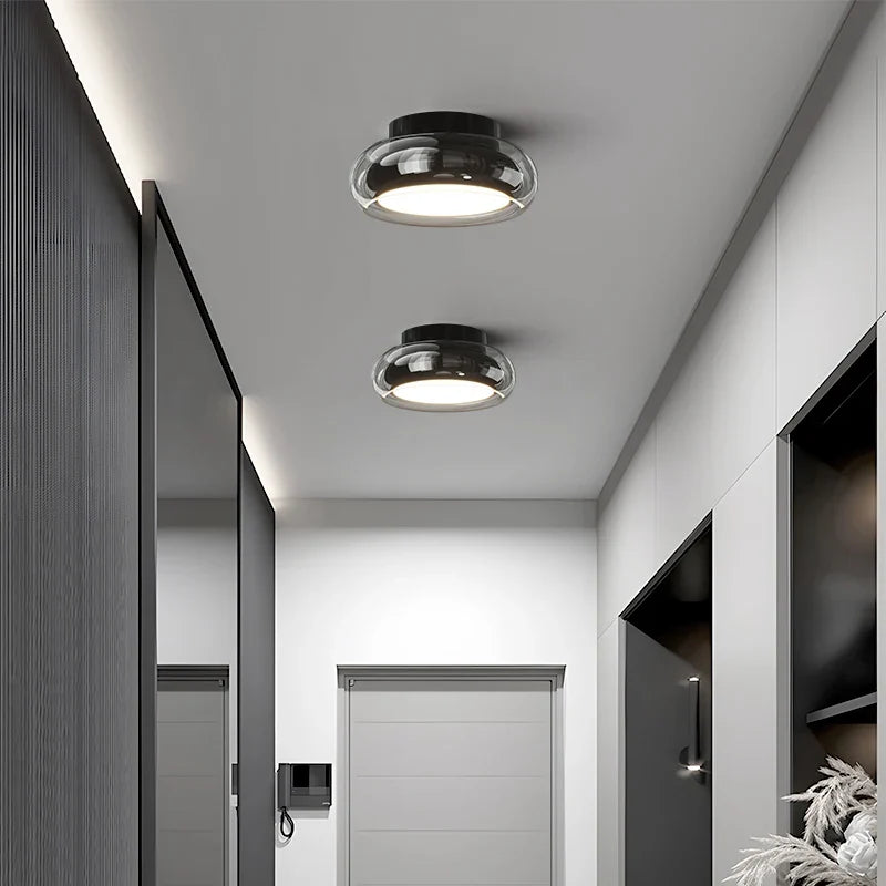 Lampa sufitowa LED z dwuwarstwowym szklanym kloszem