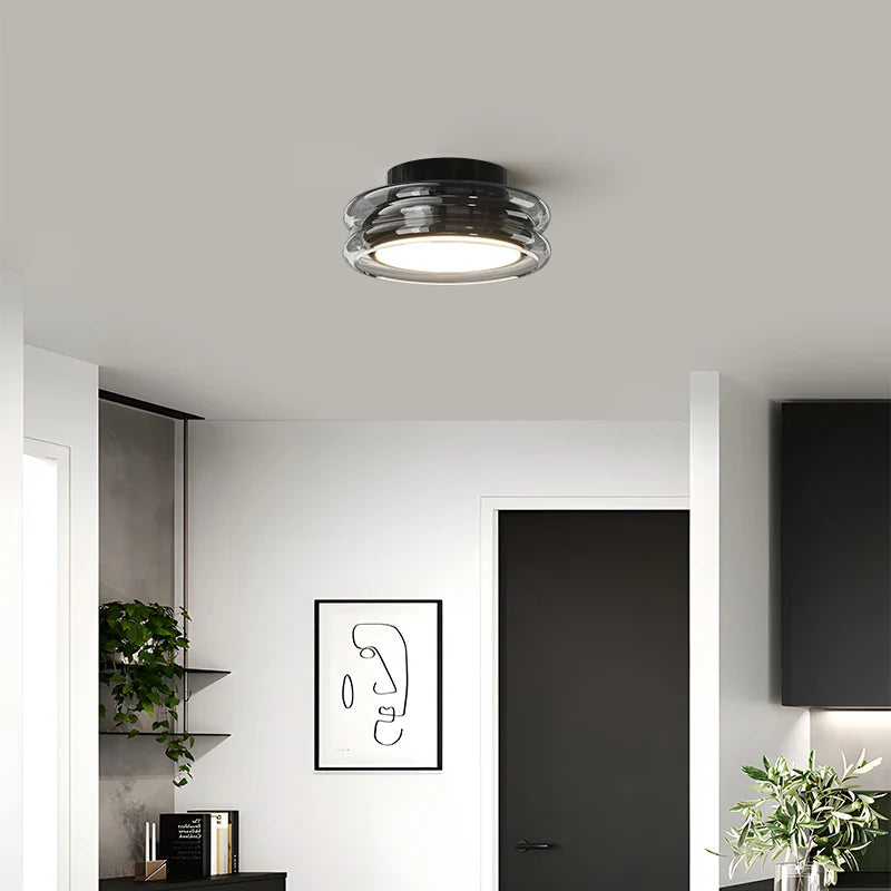 Lampa sufitowa LED z dwuwarstwowym szklanym kloszem