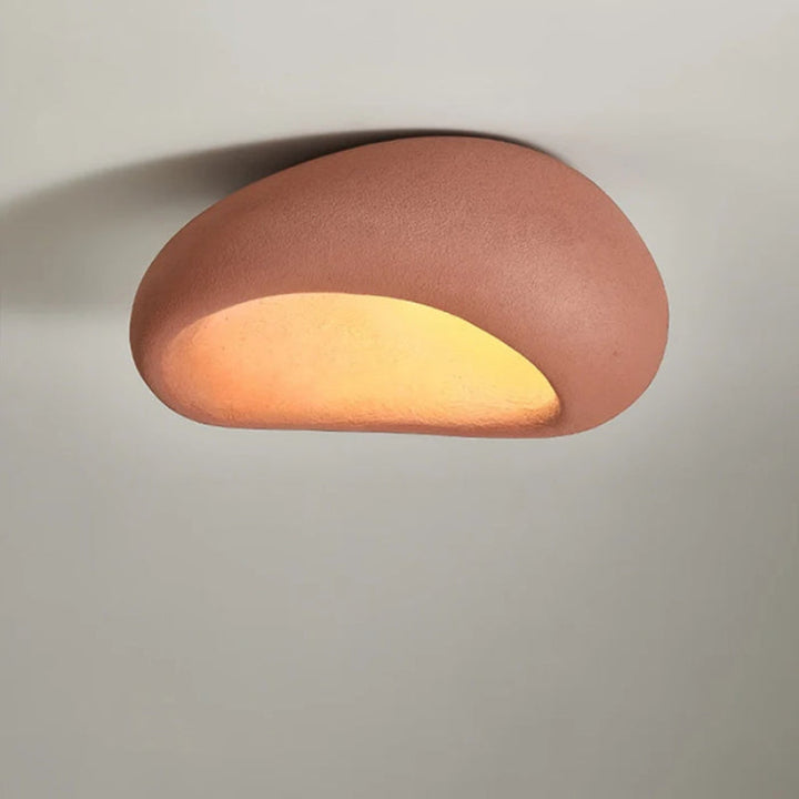 Lampa sufitowa LED z kloszem o fakturze kamienia i szorstkiej fakturze tynku