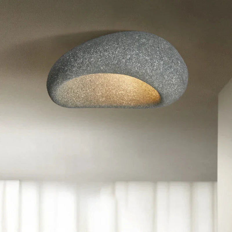 Lampa sufitowa LED z kloszem o fakturze kamienia i szorstkiej fakturze tynku