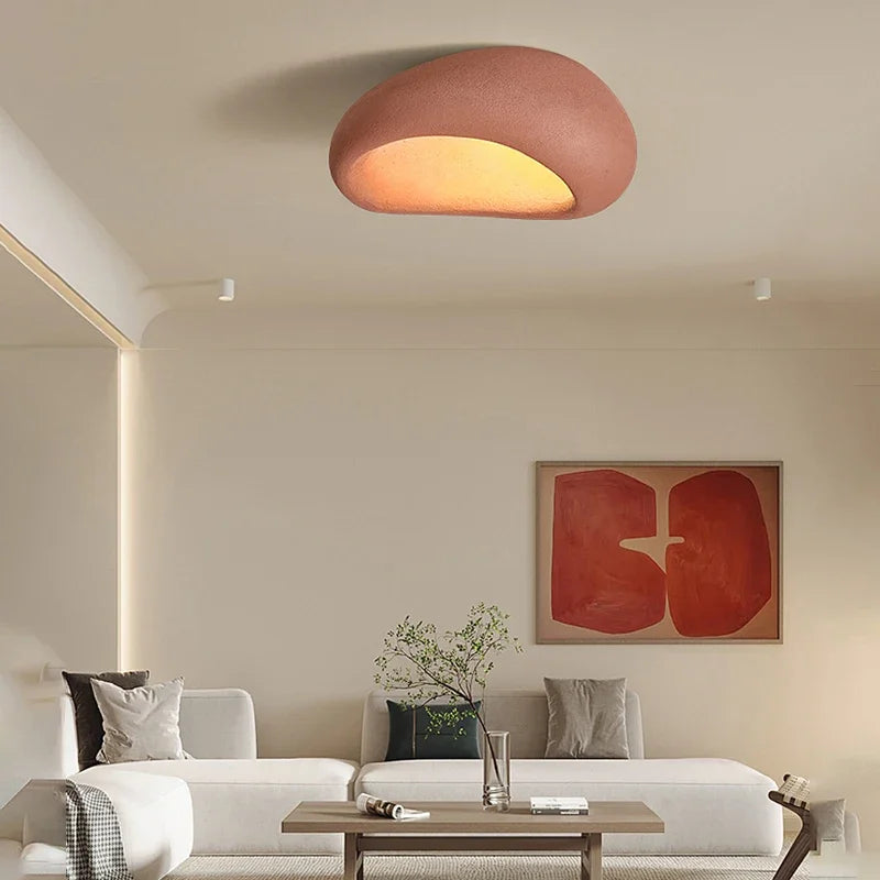 Lampa sufitowa LED z kloszem o fakturze kamienia i szorstkiej fakturze tynku