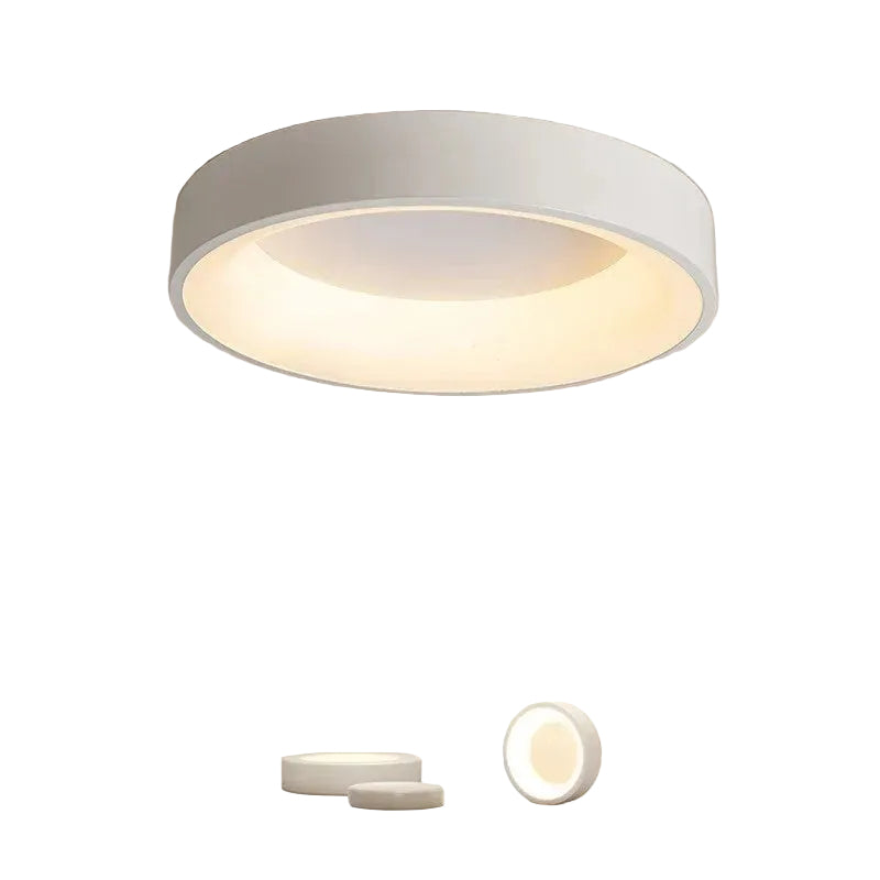 Lampa sufitowa LED z okrągłym kloszem w kształcie bębna i wklęsłą czaszą świetlną