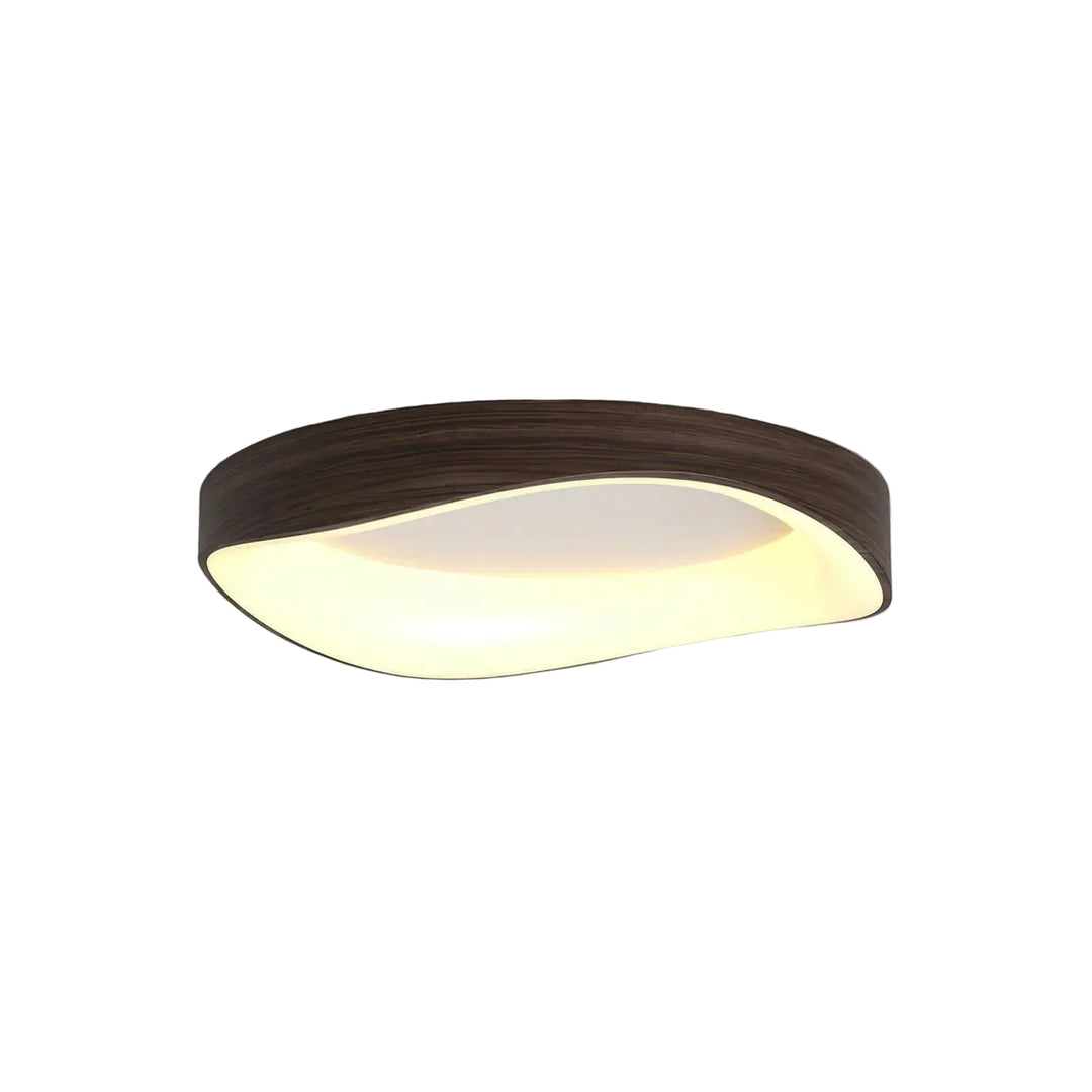Lampa sufitowa LED z organicznym owalnym kloszem z forniru drewnianego
