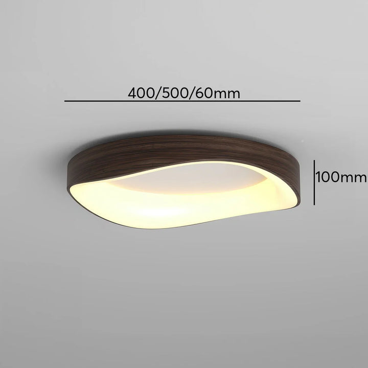 Lampa sufitowa LED z organicznym owalnym kloszem z forniru drewnianego
