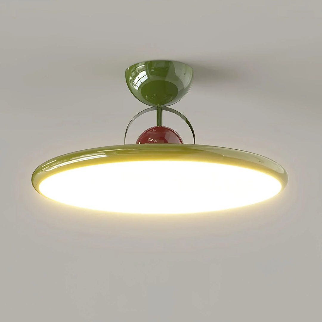 Lampa sufitowa LED z płaskim kloszem i kulistym detalem