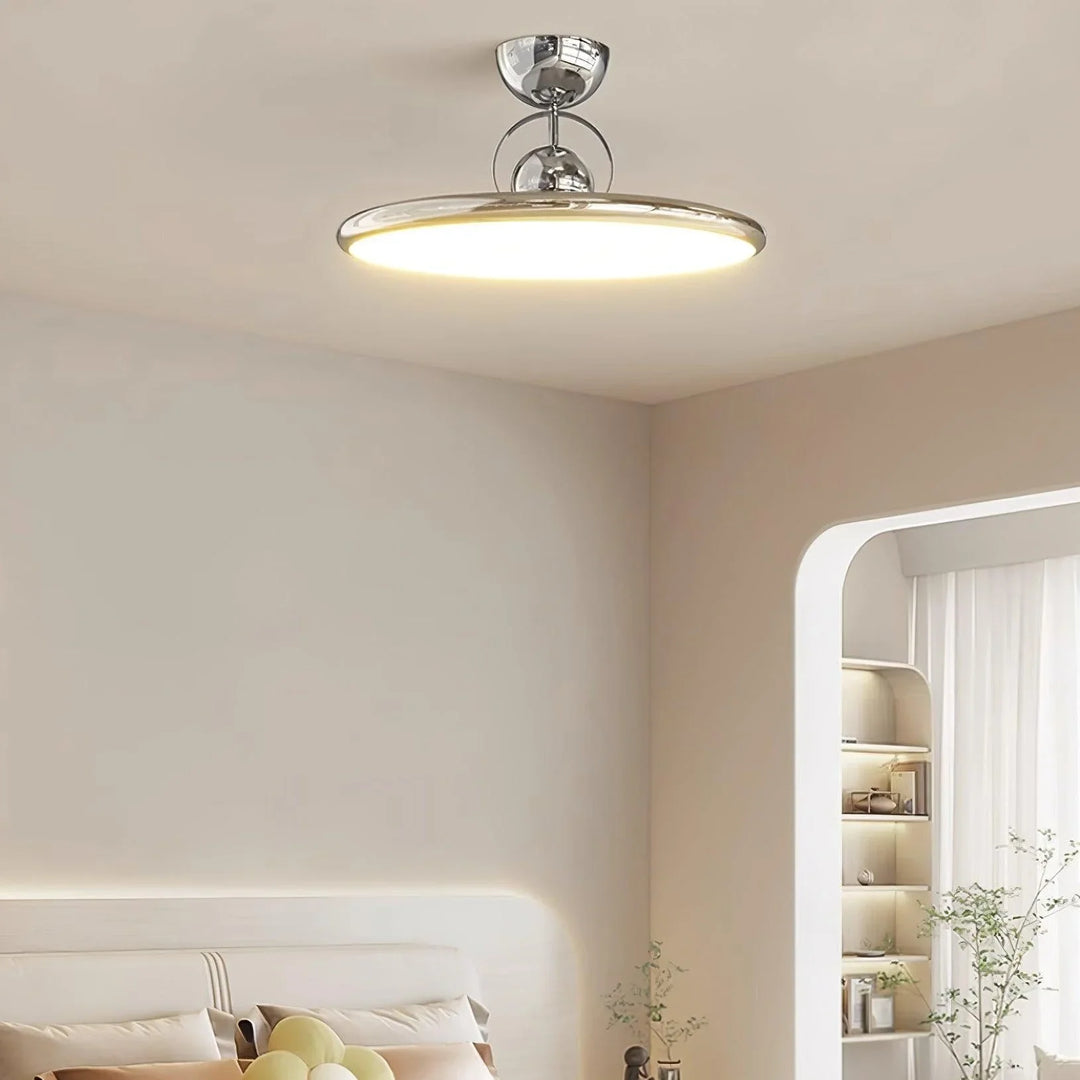 Lampa sufitowa LED z płaskim kloszem i kulistym detalem