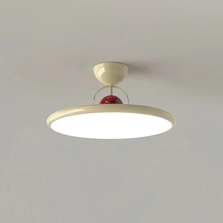 Lampa sufitowa LED z płaskim kloszem i kulistym detalem
