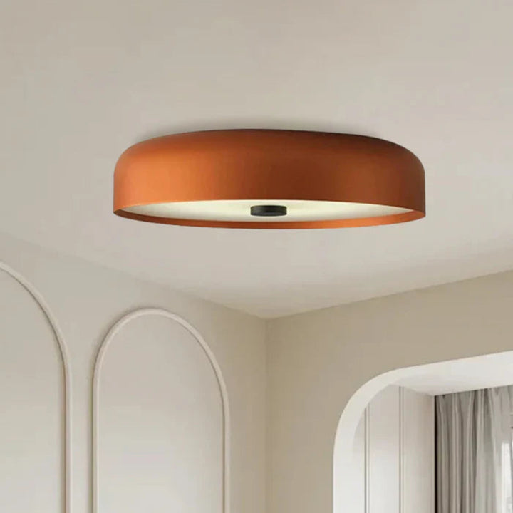 Lampa sufitowa LED z szerokim kloszem w kształcie bębna i zaokrągloną krawędzią