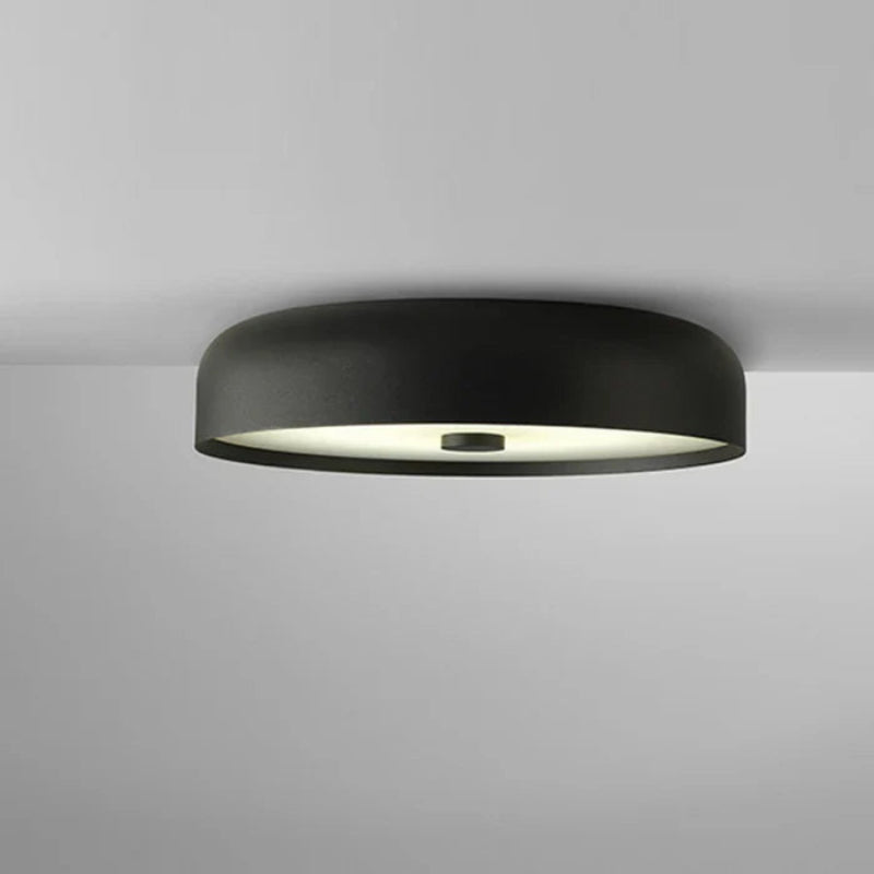 Lampa sufitowa LED z szerokim kloszem w kształcie bębna i zaokrągloną krawędzią