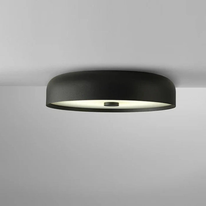 Lampa sufitowa LED z szerokim kloszem w kształcie bębna i zaokrągloną krawędzią