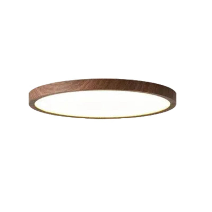 Lampa sufitowa LED z ultrapłaskim okrągłym panelem w drewnianej ramie