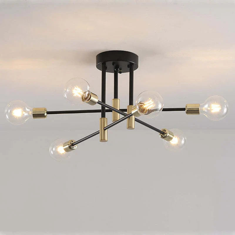 Lampa sufitowa Sputnik z wieloma ramionami i kulistymi żarówkami