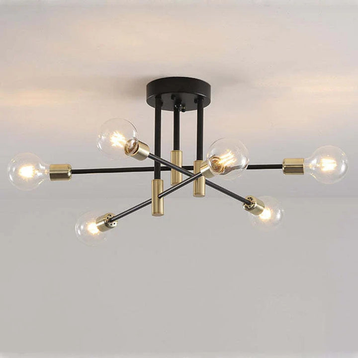 Lampa sufitowa Sputnik z wieloma ramionami i kulistymi żarówkami