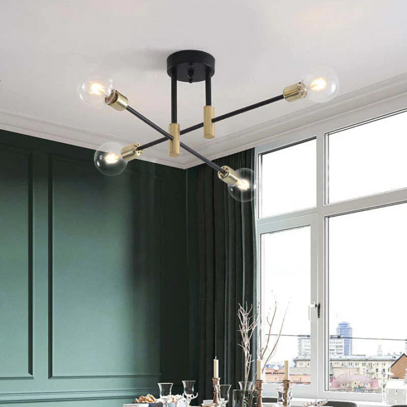 Lampa sufitowa Sputnik z wieloma ramionami i kulistymi żarówkami