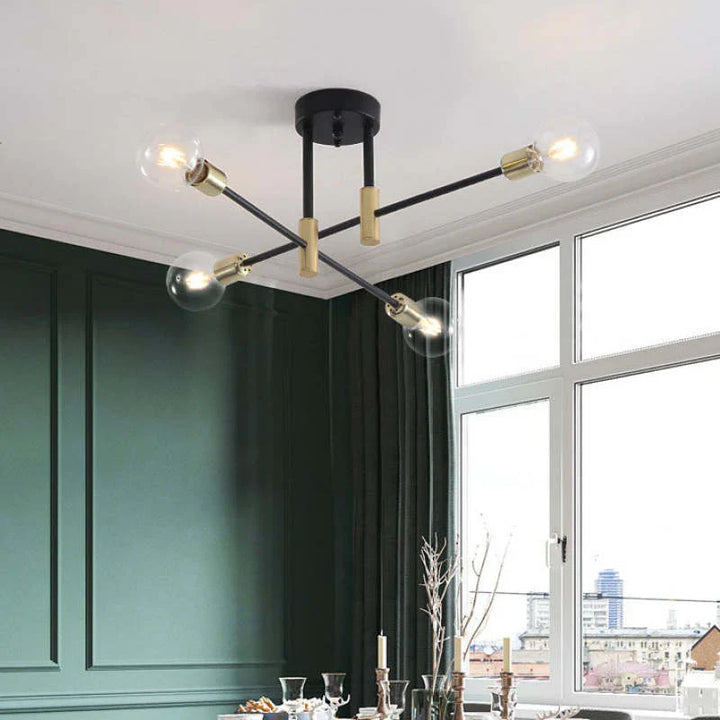 Lampa sufitowa Sputnik z wieloma ramionami i kulistymi żarówkami