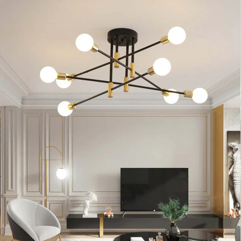 Lampa sufitowa Sputnik z wieloma ramionami i kulistymi żarówkami